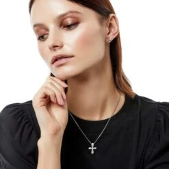 Amphora Petite Cross Necklace 7 Amphora Petite Cross Necklace -Jewelry&Accessories Sales amphora petite cross necklace silver 2