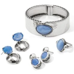 Blue Moon Hinged Bangle -Jewelry&Accessories Sales blue moon hinged bangle silver blue 2
