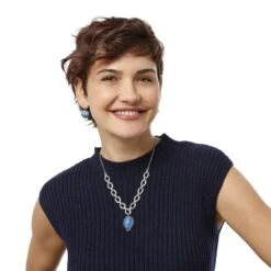 Blue Moon Short Necklace -Jewelry&Accessories Sales blue moon short necklace silver blue 3