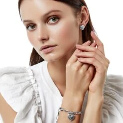 Contempo Heart Link Bracelet -Jewelry&Accessories Sales contempo heart link bracelet silver 3