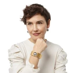 Golden Moon Hinged Bangle -Jewelry&Accessories Sales golden moon hinged bangle brushed gold 3