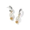 Meridian Petite Pearl Two Tone Post Hoop Earrings -Jewelry&Accessories Sales meridian petite pearl two tone post hoop earrings silver pearl 0