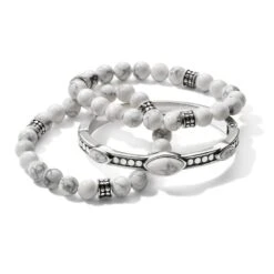 Pebble Dot Dream Howlite Hinged Bangle 7 Pebble Dot Dream Howlite Hinged Bangle -Jewelry&Accessories Sales pebble dot dream howlite hinged bangle silver white 2