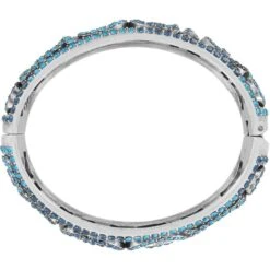 Sea Of Love Crystal Hinged Bangle -Jewelry&Accessories Sales sea of love crystal hinged bangle silver blue 1