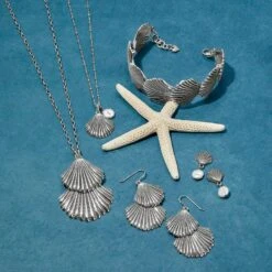 Silver Shells Pearl Necklace -Jewelry&Accessories Sales silver shells pearl necklace silver pearl 3