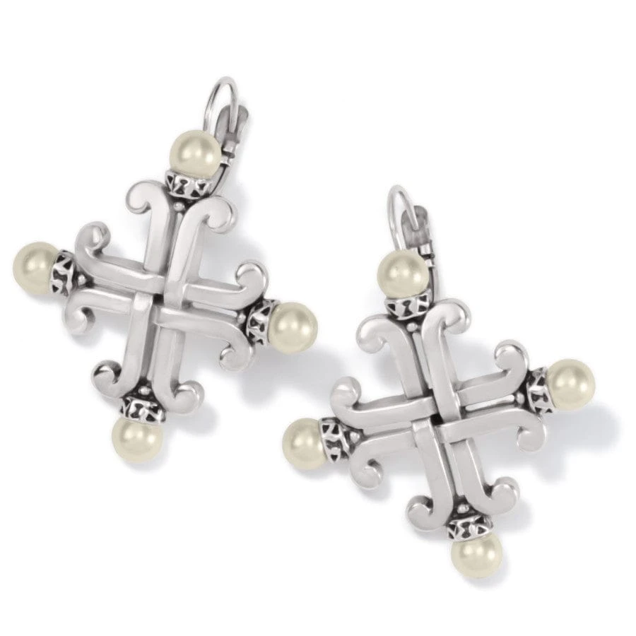 Taos Pearl Cross Leverback Earrings 3 Taos Pearl Cross Leverback Earrings