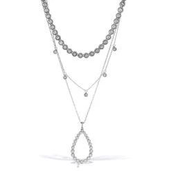 Twinkle Splendor Teardrop Necklace -Jewelry&Accessories Sales twinkle splendor teardrop necklace silver 2